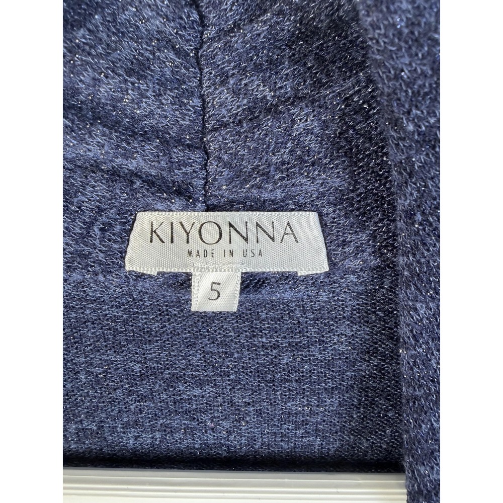 Kiyonna Cardigan Womens 5 Blue Open Front Glitter Knit 3/4 Sleeve Sweater - Picture 2 of 10